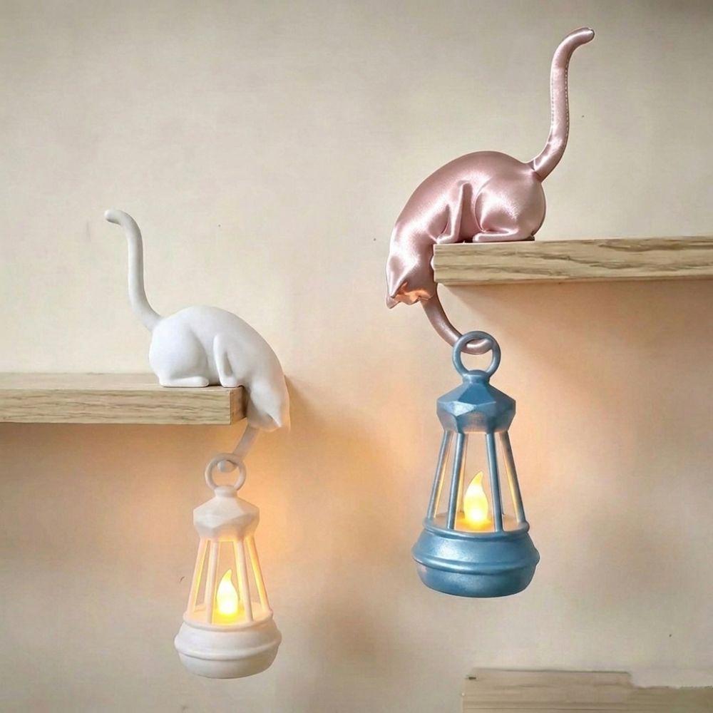 Cute Figurine Cat Wall Hook Light 3D Printed Cat Hanging Hook Lovely Cat Decor Lamp Bedroom