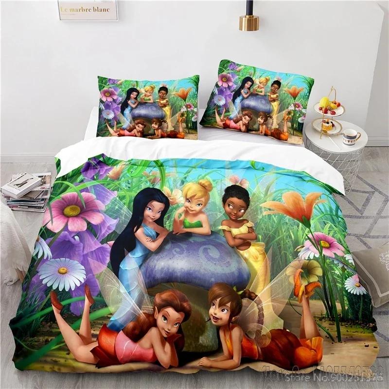 Tinker Bell Fairies 3D Print Duvet Cover Set HD Comforter Cover Bedclothes for Kids Bedding Sets Bedroom Decor