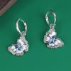 925 Sterling Silver Enamel Butterfly Hanging Earrings Certificated Jewelry Simple Marcasite Stone Ear Buckle Small Earrings E159