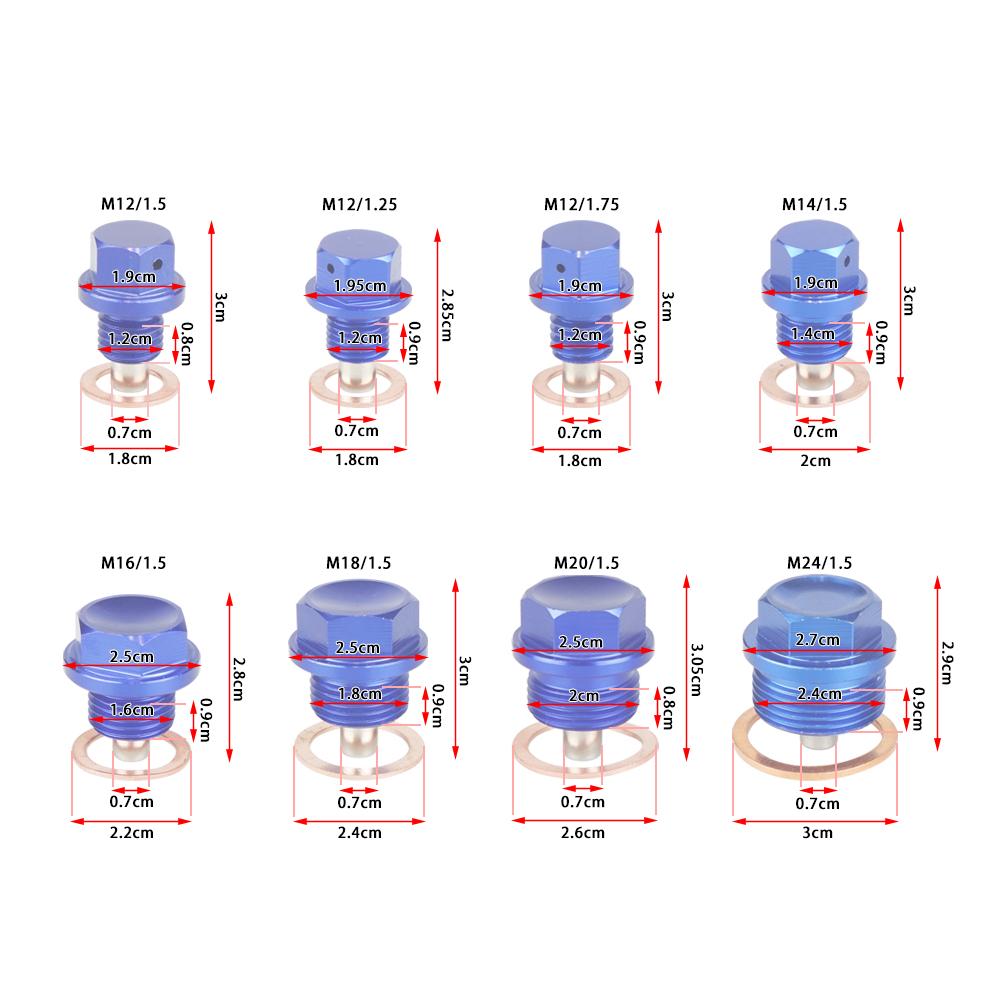 Магнитная пробка для слива масла Гайка для слива масла M12x1.25/1.5/1.75 M14-M24x1.5 Пробка для слива масла из алюминиевого сплава коробки передач