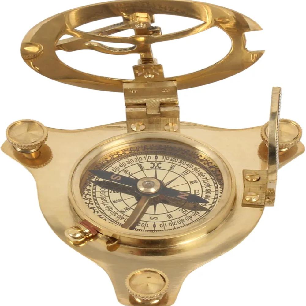 Солнечные часы-компас WEST London Maritime из цельной латуни – 7,62 см Морской декор в подарок