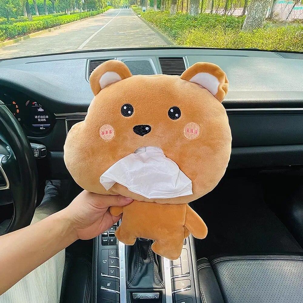 Милая мультяшная автомобильная коробка для салфеток, креативная короткая плюшевая коробка для салфеток для автомобиля, коробка для подлокотника, коробка для салфеток для автокресла, аксессуары для автомобильных украшений