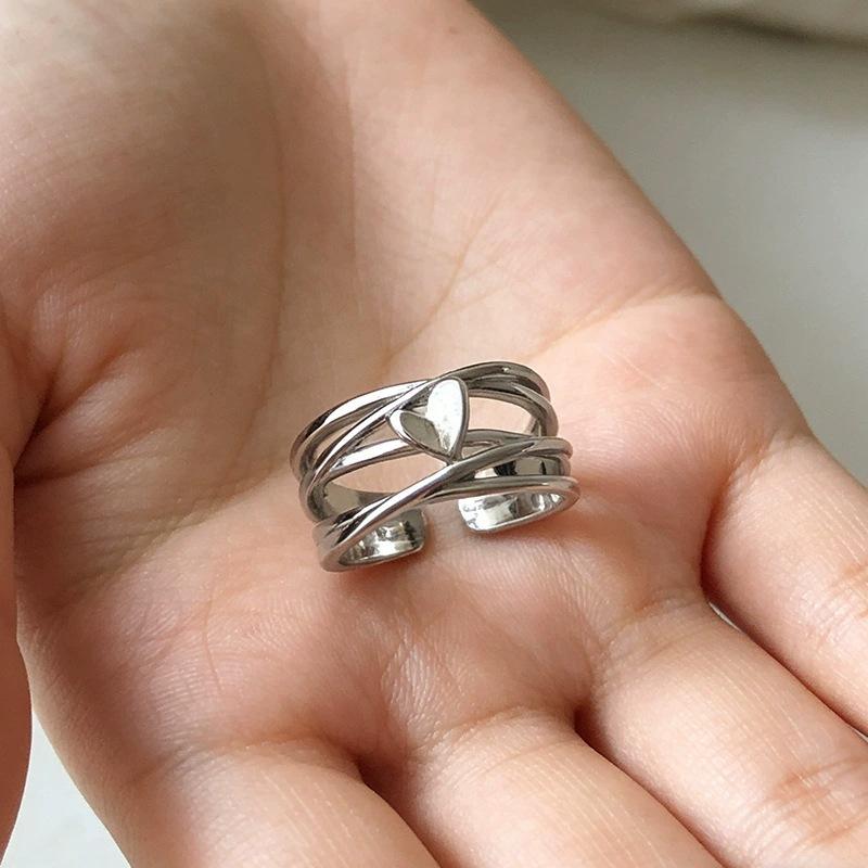 Retro Multi-layer Heart Ring for Women - Unique, Openable, Hip Hop Style, Perfect for Index Finger