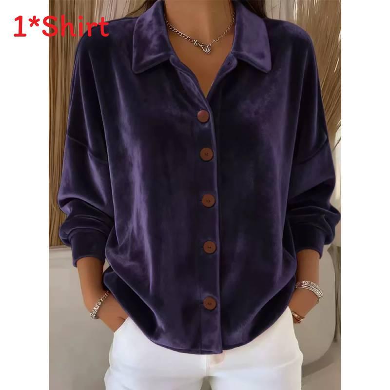 Polyester Long Sleeve Shirt Cardigan With Buttons For Casual Winter Wear