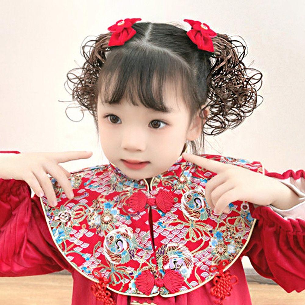Chinese Style Hair Clip Baby Wig Hairpin Child Hair Accessories New Year Headdress Bow Hairclip