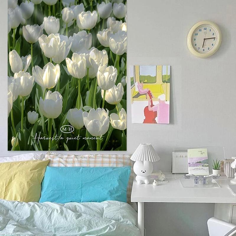 JIT Tulip Floral Tapestry Set Aesthetic NatureInspired Wall Decor Premium Durable Home Bedroom Living Room Essential for Serene