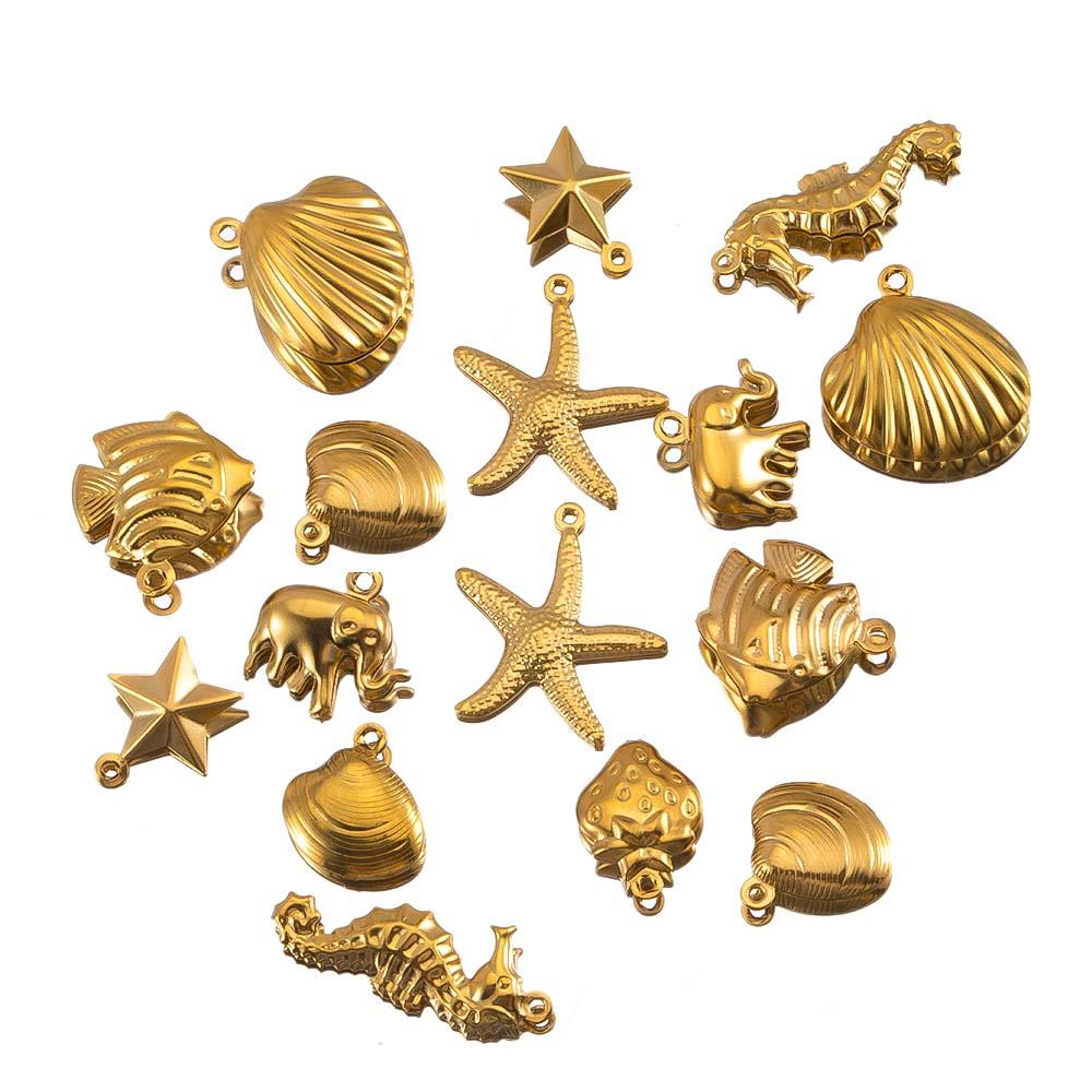 10pcs Stainless Steel Starfish Shell Charms Marine Animal Charms For Making Earrings Ocean Necklace Bracelet Jewelry Accessories
