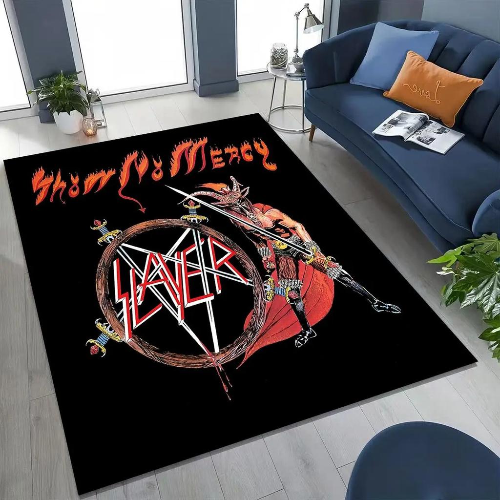 2026 Slayer Heavy Metal Rock Band Skull Art Carpet Rug for Bedroom Living Room Sofa Home Doormat Decor Large Non-slip Floor Mat