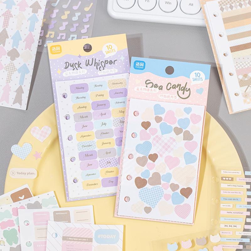 10 Pcs Cartoon Shaped Sticker Pack Colored Marks Cute Diary Stickers Scrapbooking Collage Card Decoration School Accessories