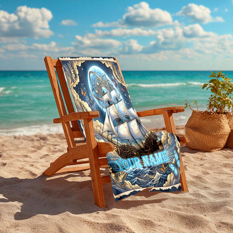 1PC Custom Name Moonlight Beach Towel Highly Absorbent And Sand-Resistant Towel for Swimming, Pool, Yoga, And Travel Lightweight