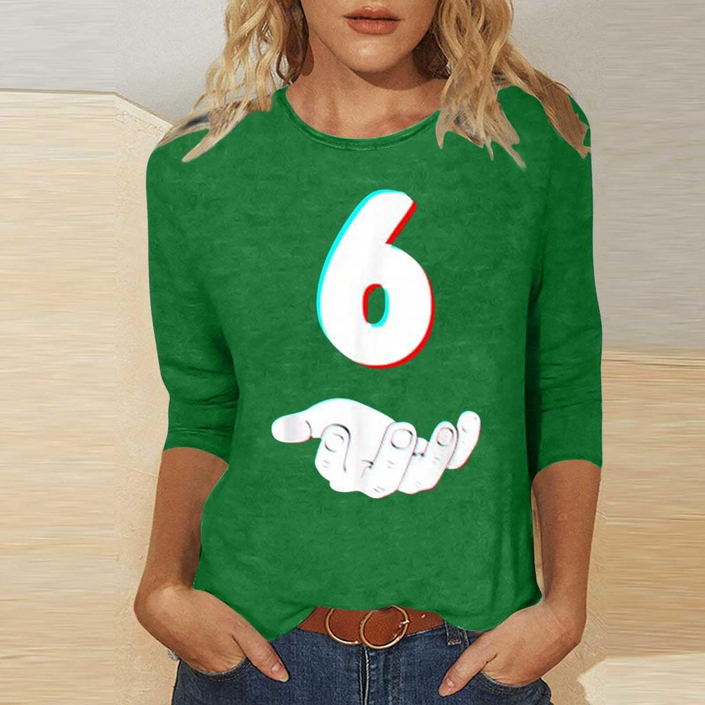 Women's Casual, Stylish, Sexy, Comfortable Round Neck Three-Quarter Sleeve Top