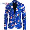 Christmas Blazer Men, Ugly Christmas Suit Jacket Funny Santa Sport Coat Xmas Party Tuxedo Jacket Holiday Mens Blazer