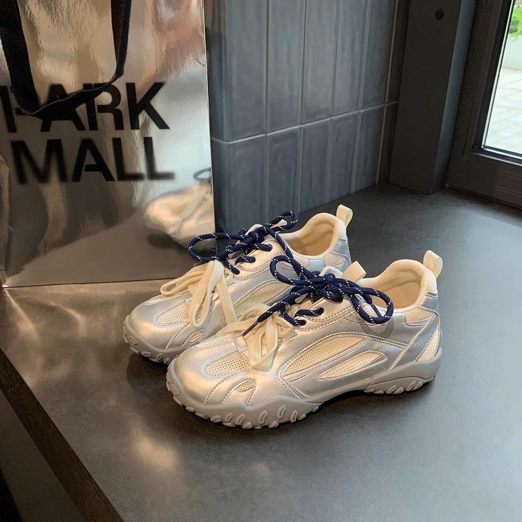 Grape Mom 2025 Autumn New Platform Sports Shoes Casual Wind Breathable Mesh Dad Shoes Summer Light and Thin