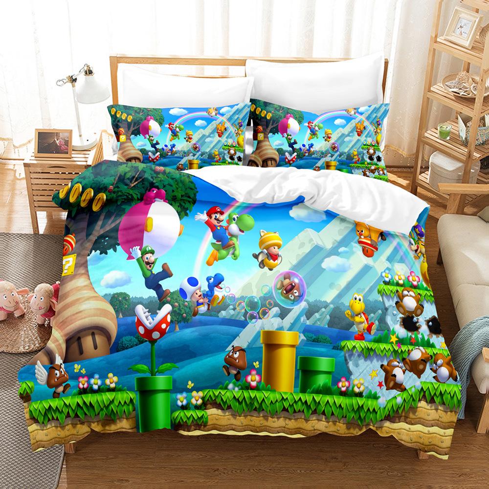 Children'S Animation 3D Digital Printing Three-Piece Set Animation Three-Piece Set Home Textile Bed Sheet Kit