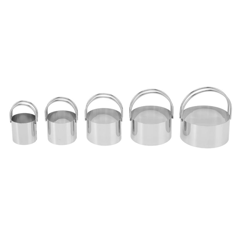 5pcs With Handle Biscuit Cutter Molds Stainless Steel Cookie Cutters Home Kitchen DIY Bakery