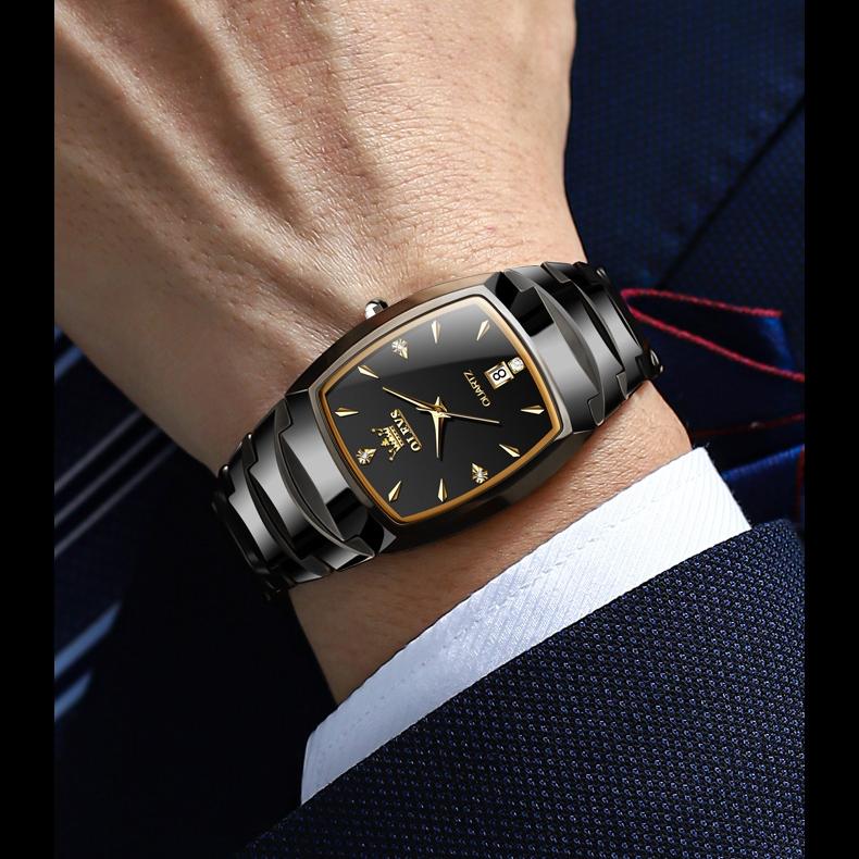 OLEVS Брендовые керамические кварцевые часы, новые водонепроницаемые мужские часы для деловых пар, мужские часы