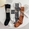 Носки для йоги и голени, спортивные носки для бега и фитнеса, асимметричные высокие носки, женские носки в стиле колледжа с четырьмя полосками