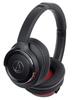 Audio Technica BRD Headphones Bluetooth Wireless Headphones Deep Bass SOLID BASS Up To 40 Hours Playback Black Red BRD ATH-WS660BT ATH-WS660BT