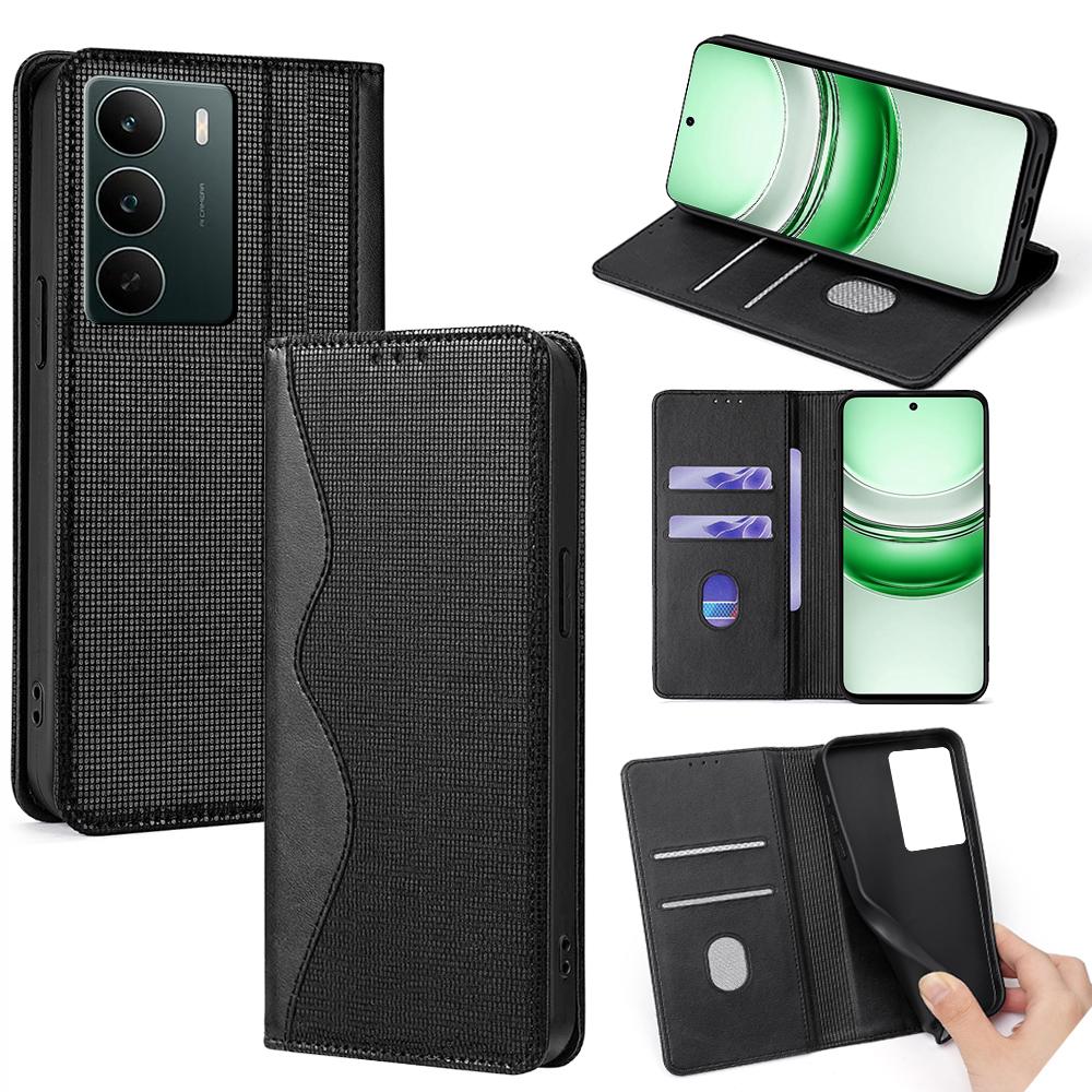 For Realme C71 4G Case Wave Shape RFID Blocking PU Leather Wallet Stand Phone Cover