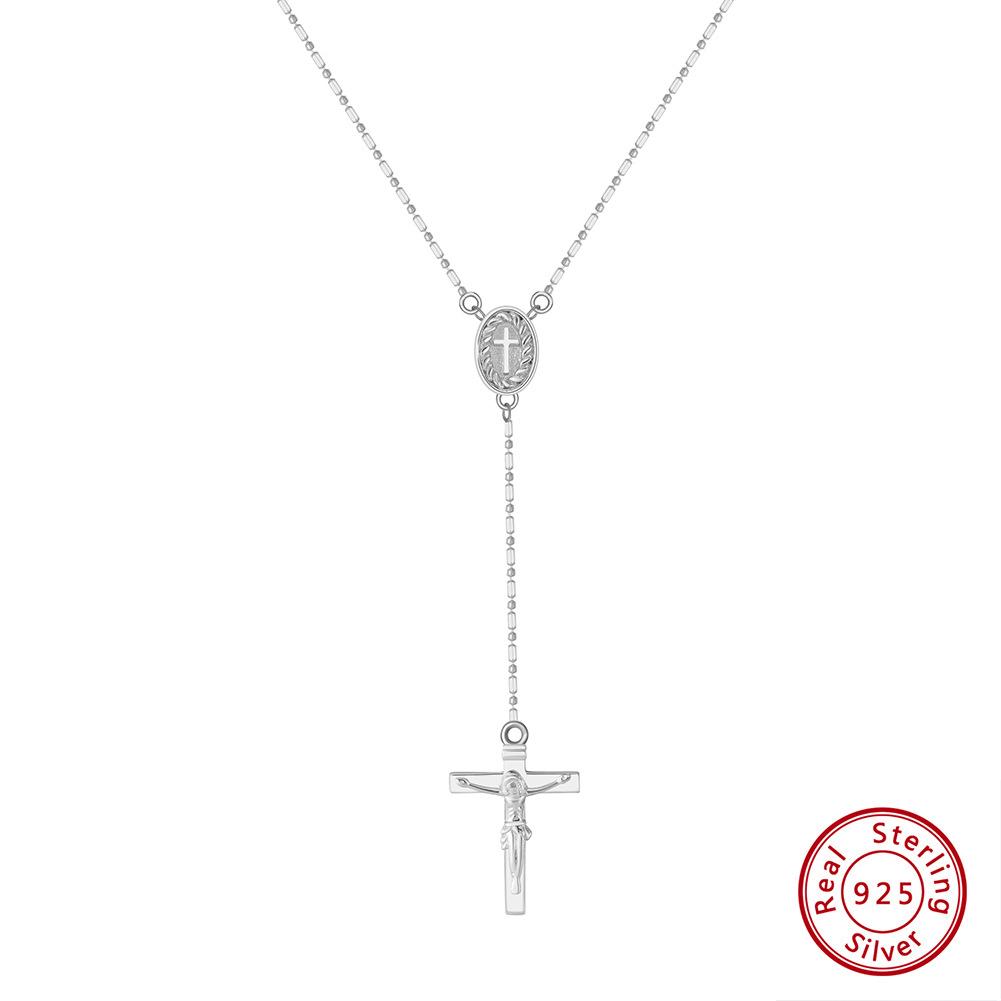 Ожерелье из стерлингового серебра 925 пробы Y-образной формы с крестовым замком, популярное женское украшение-цепочка для ключицы