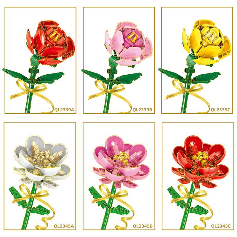 Flower Model Eternal Bouquet Building Blocks Creative Home Desk Plant Decoration Assemble Bricks Educational Toy Girl Kids Gifts