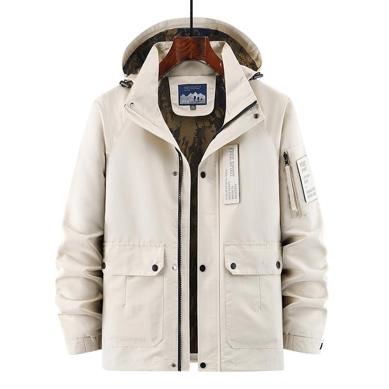 Тонкая рабочая куртка для активного отдыха на весну и осень, мужская ветрозащитная куртка с капюшоном и несколькими карманами, повседневная спортивная куртка для альпинизма