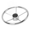 13 1 2 Inch Marine Steering Wheel 5 Spoke 25 Degree Stainless Steel Boat Steering Wheel with Center Cap and Grip for