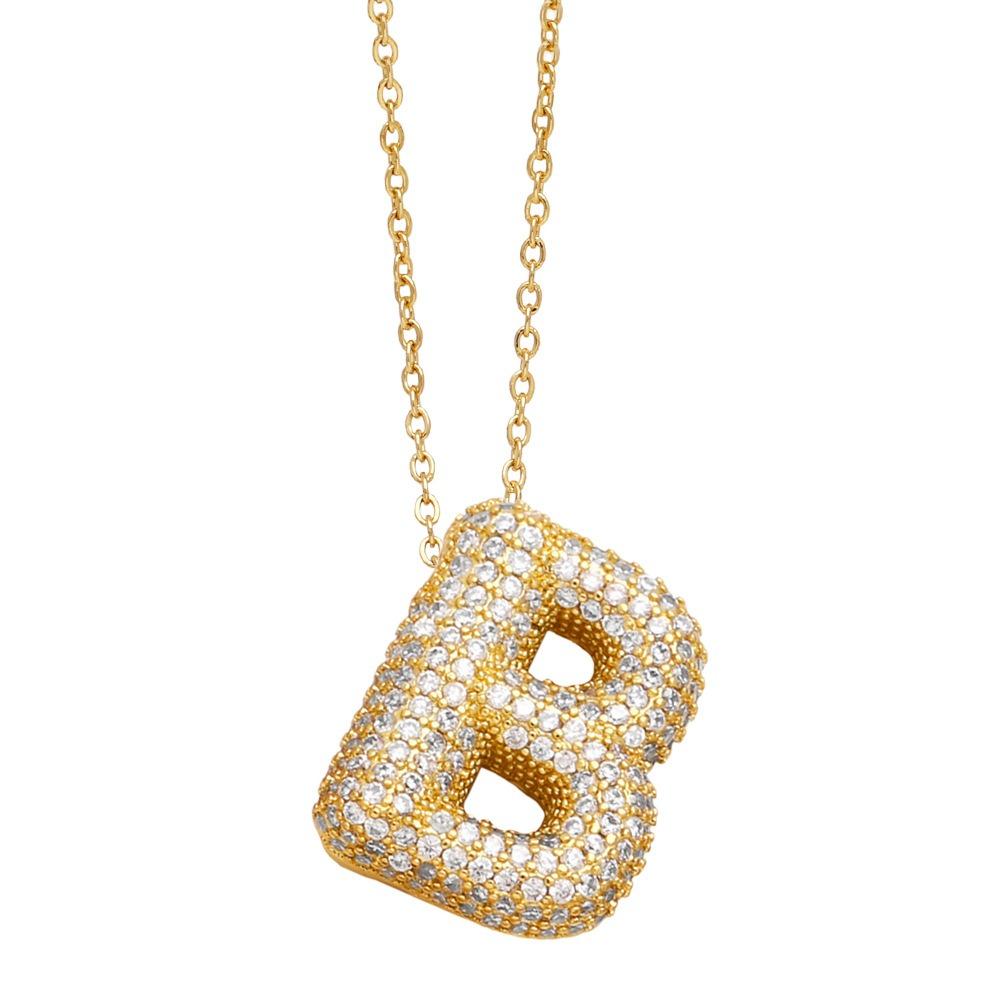 Gold Color 26 Letters Necklace Alphabet Women Sweater Chain A-Z Letter Clavicle Chain Ladies