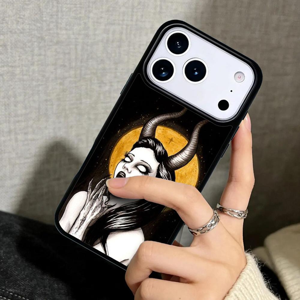 Чехол Case для iPhone 17 Air 16 Pro Max 15 Plus 11 13 Mini 14 12 Задняя крышка телефона Демон Женщина