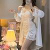 Xia Chun Wants Style Pajamas, Female Sexy Lace Suspender Nightgown, Nightdress, Two-Piece Set, Loungewear With Chest Pad