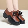 Elegant Versatile Lace Up Comfortable Soft Leather Shoes Woman New Retro Thick Sole High Heel Casual Single Shoes