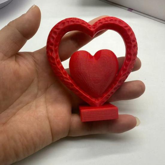 Скульптура «Двойное сердце» 3D-печатная фигурка красного сердца Романтические настольные украшения для годовщины Домашний рабочий стол Полка Декор Свадьба Романтические подарки для
