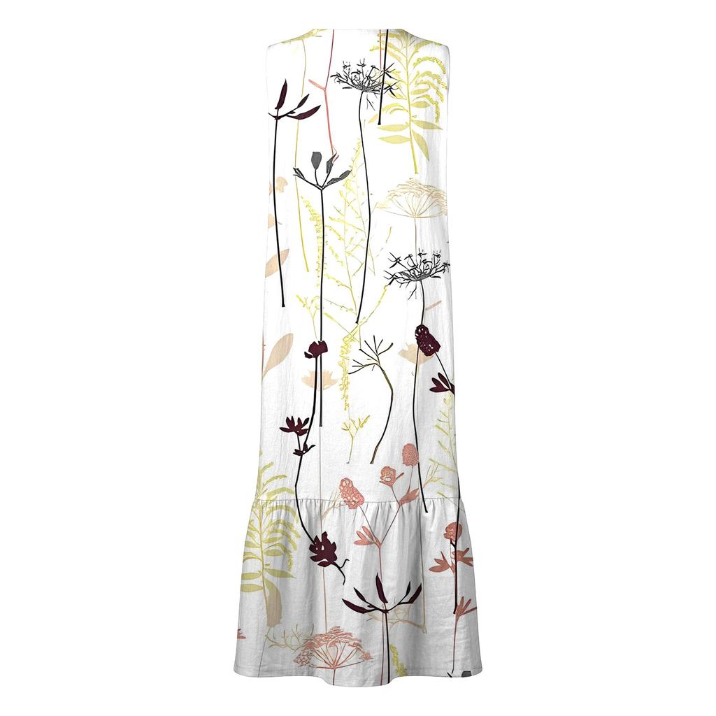 Женское летнее платье с принтом без рукавов и V-образным вырезом на пуговицах, повседневное короткое платье с карманами