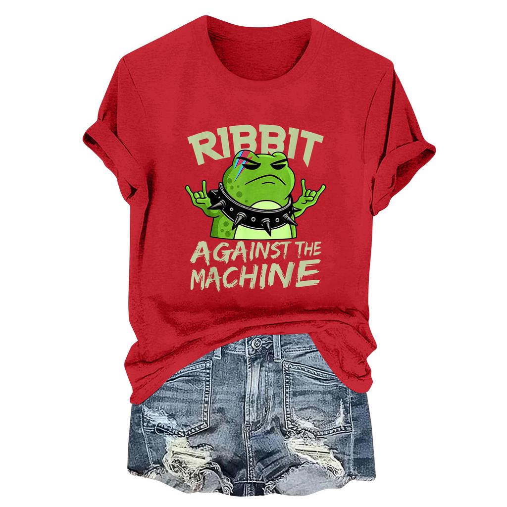 Женская модная повседневная футболка-пуловер с принтом, круглым вырезом и короткими рукавами