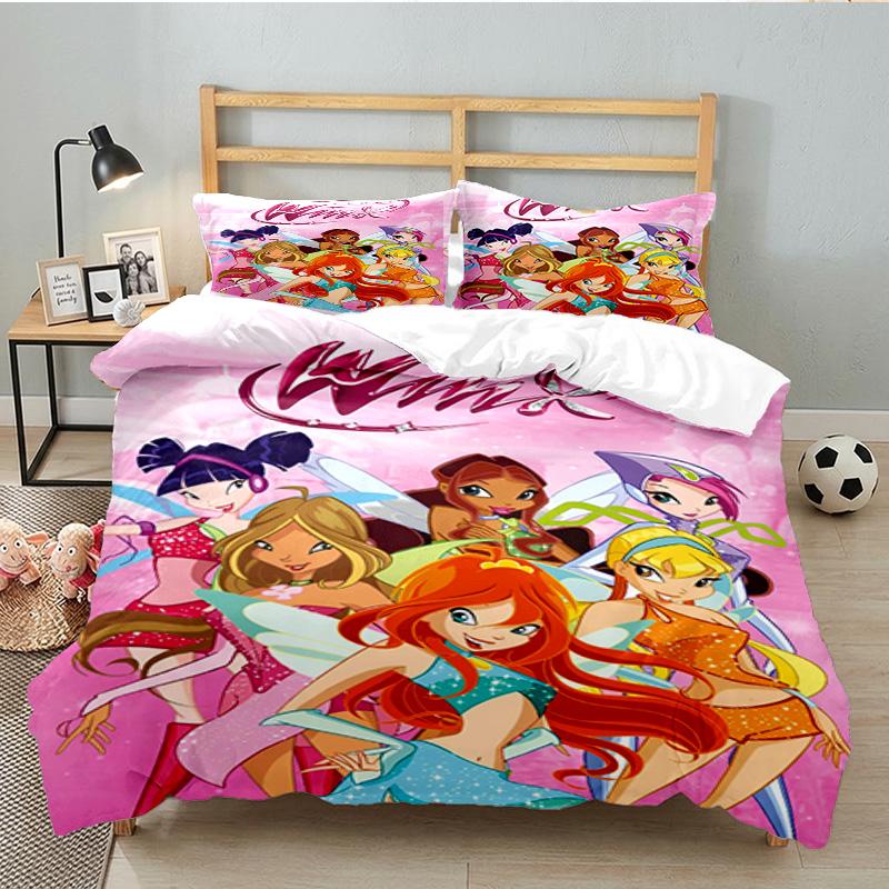 Wink Club Magical Friendship 3PCS Bedding set,Ideal for 1pc Duvet Cover And 2pcs Pillowcases Perfect for Fan gift,Ideal for Bedroom, Dormitory