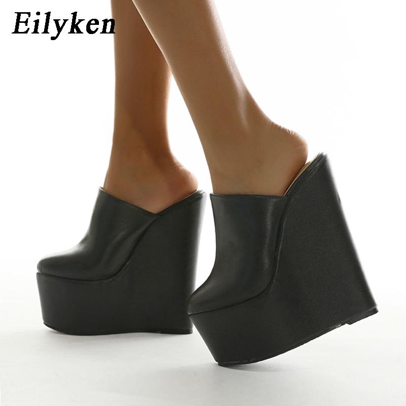 Fashion Eilyken New Spring Super Platform Wedges High Heel Women Slippers Nightclub Sandals Mules Party Shoes