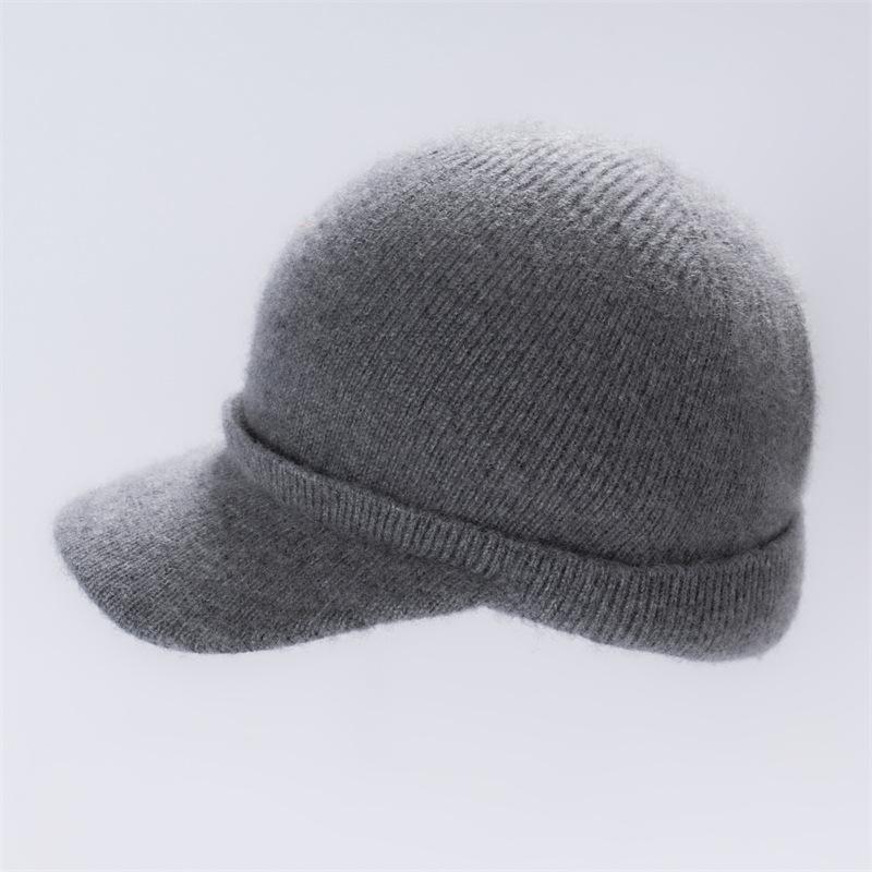 European and American niche black knitted hat, small brim cap, four-season versatile cashmere hat, small equestrian hat for women