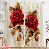 2pcs,2D Plane Printing Print Curtains Golden Roses Durable Polyester (without Rod) Versatile All Ldeal for Living Room, Bedroom,