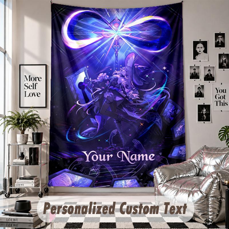 Custom Tapestry Wall Hanging, Honkai Star Rail Personalized Name Text Home Wall Decor