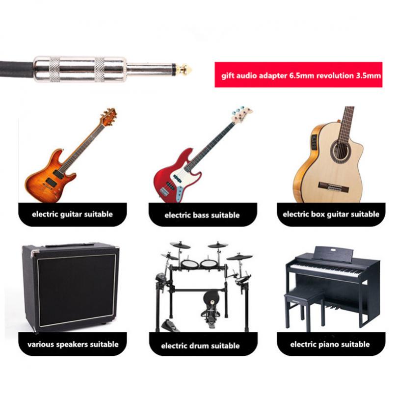 Electric Guitar Cable Wire Cord 3M 6M No Noise Shielded Bass Cable Braided Coat