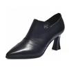 High Heels Women's 2025 Autumn New Black Cowhide Pointed Thin High Heel Deep Mouth Single Shoes Women's Professional Four Seasons Leather Shoes