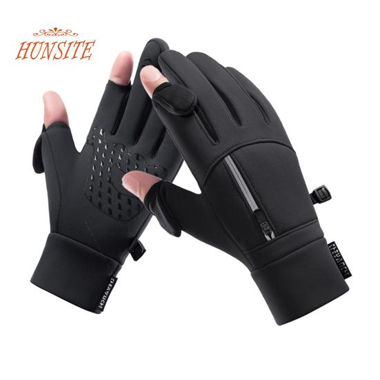 1 пара зимних велосипедных перчаток, сенсорный экран с откидным пальцем, унисекс, утолщенные, теплые, ветрозащитные, водонепроницаемые, светоотражающие карманы на молнии, уличные перчатки