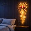 Creative Gift for Valentine Day Lighted Red Bird Love Cascade Wall Decor 2D Acrylic Hanging Ornament with Her Snowflake String Lights Warm
