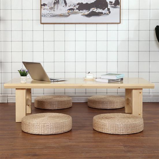 Tatami Cushion Natural Straw Hand Woven Meditation Japanese-style Household Padded Round Pouf for Garden