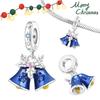 Медь Рождественская Вечеринка Синяя Снежинка Колокольчик Подвеска Бусины Подходят Подвеска для Браслета-Шарма Женщины DIY Изысканные Ювелирные Изделия Подарок для Вечеринки