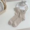 Women Socks Ballet Style Sweet Girls Black White Gray Socks Cute Bow Embroidery Hollow Out Mesh Thin Breathable Loose Long Socks