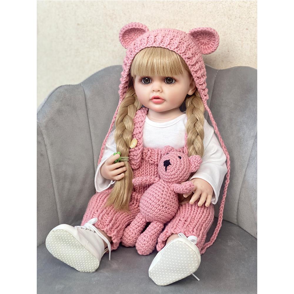 Красивая мягкая реалистичная мини-новорожденная кукла с волосами, кукла для девочек, подарок на день рождения для малышей, 55 см