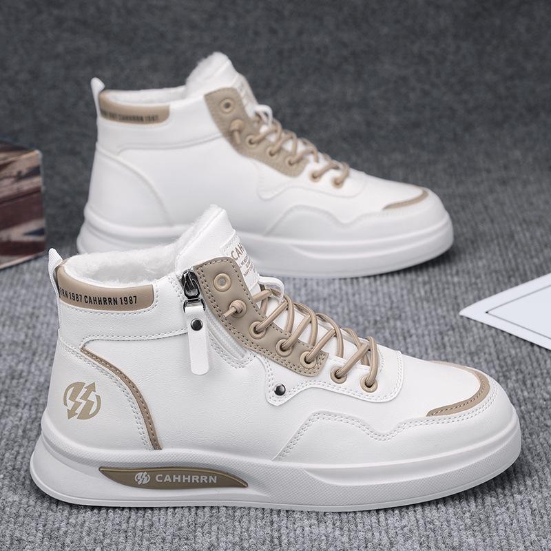 Мужские высокие ботинки зима британский стиль повседневные кожаные ботинки мужские бархатные полувысокие кеды теплые хлопковые ботинки ботинки Мартин кеды