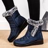 Fashion Faux Fur Waterproof Snow Boots for Women Winter Keep Warm Plush Cotton Padded Shoes Woman Lightweight Non Slip Wedge Ankle Boots