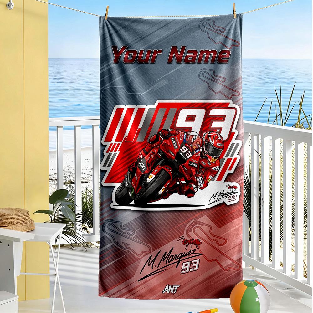 Marc Mrquez Customized Name Beach Towel Super Soft Microfiber Quickdry Fabric Suitable For Sports Travel Swimming Yoga Bathroom Beach And Pool